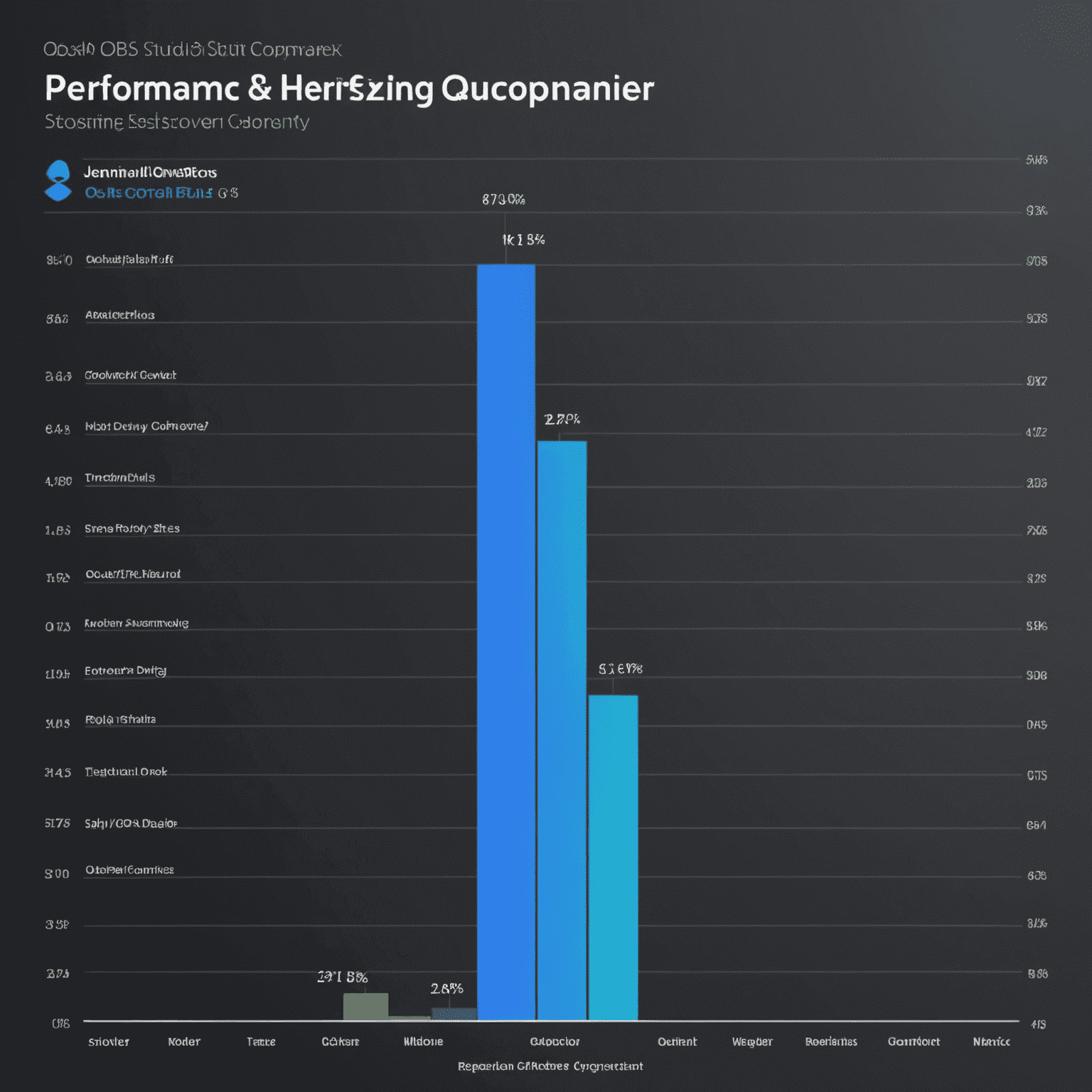 Graph showing performance comparison between OBS Studio and other streaming software, with OBS leading in efficiency and quality metrics