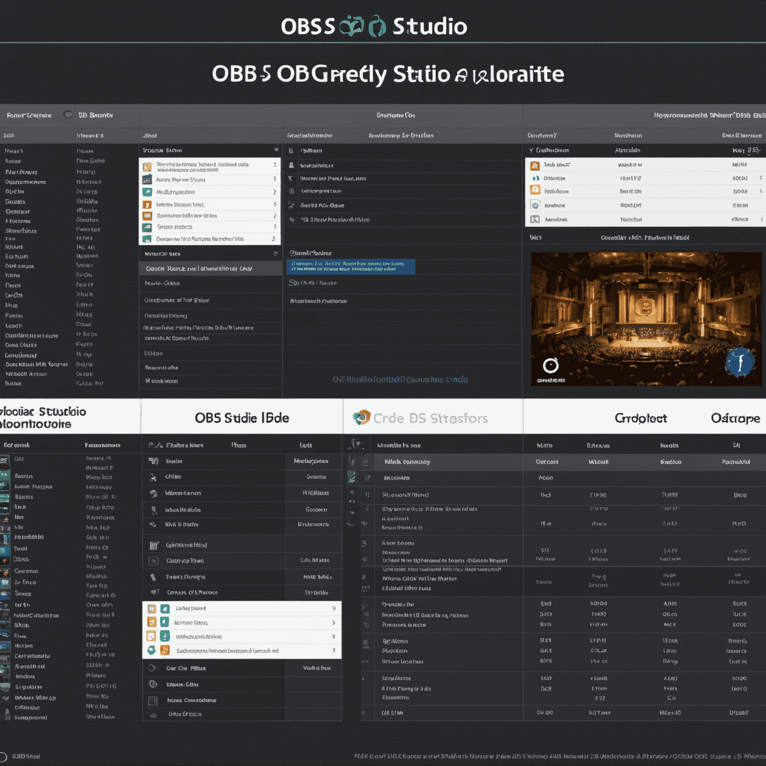 A comparison chart showing features of OBS Studio side-by-side with other popular streaming software, highlighting OBS's unique capabilities